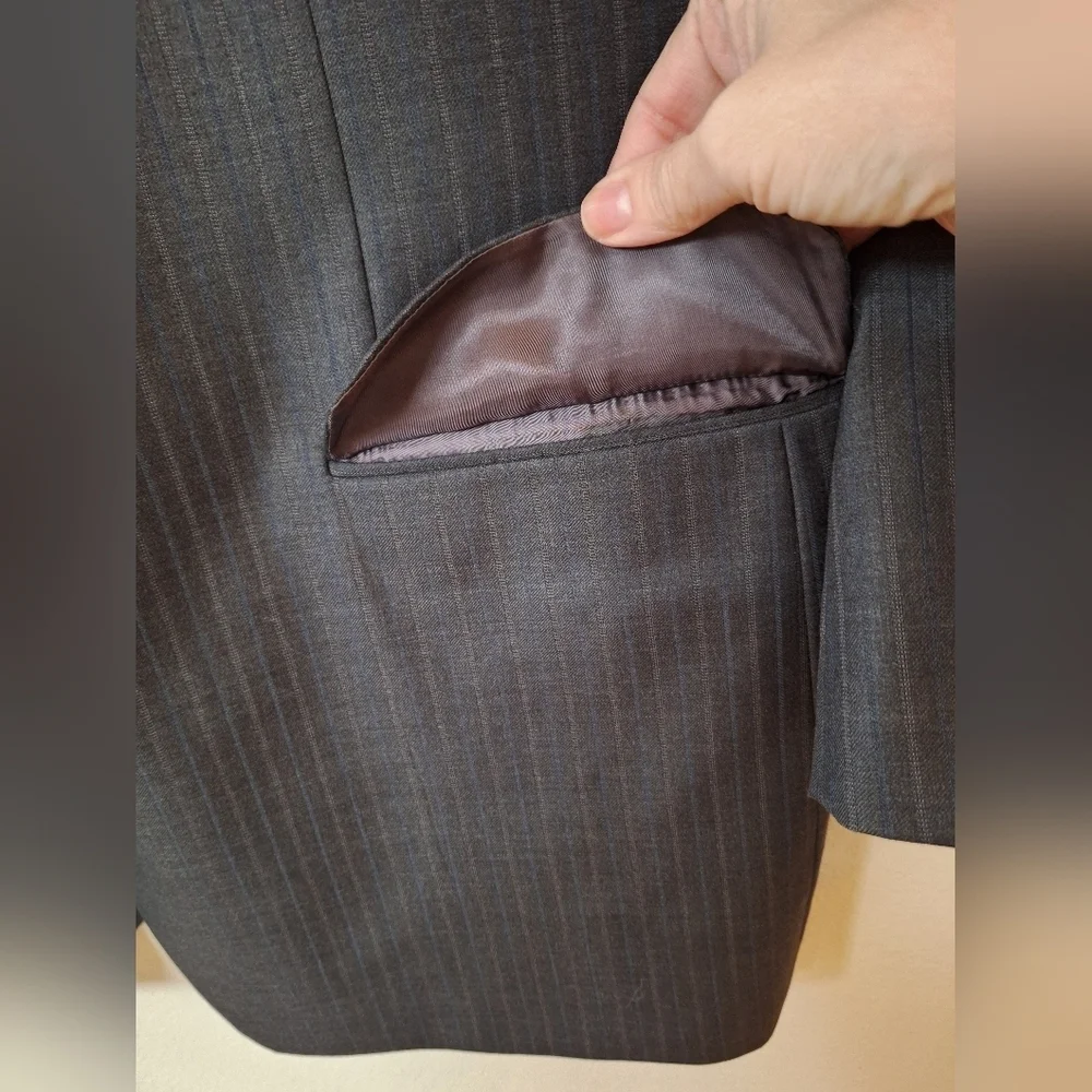 Brooks Brothers 1818 Madison Wool Blazer Sport Coat Charcoal Striped Mens 48 Reg